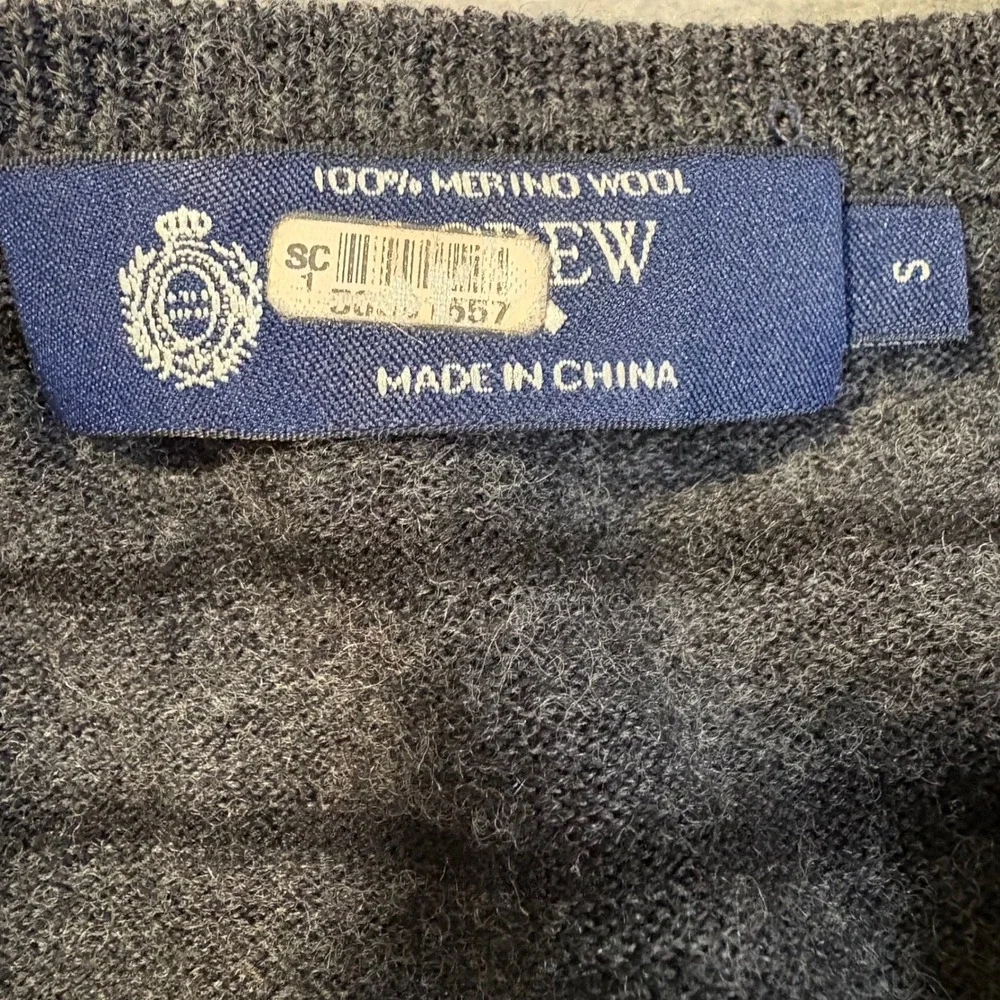 J. Crew Sweater Mens S Gray Striped 100% Merino Wool V-Neck 31474 Y2K